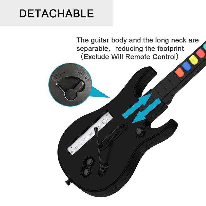 DOYO PC Guitar Hero Controller, Wireless Guitar Hero Guitar for PC and PS3 with Dongle, Compatible with Clone Hero, Rock Band Guitar Hero Games (Black) - Image 2